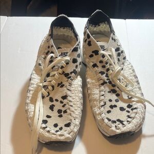 Nike foot scape cow print White and Black Woven Dalmatian Lace-Up Sneakers